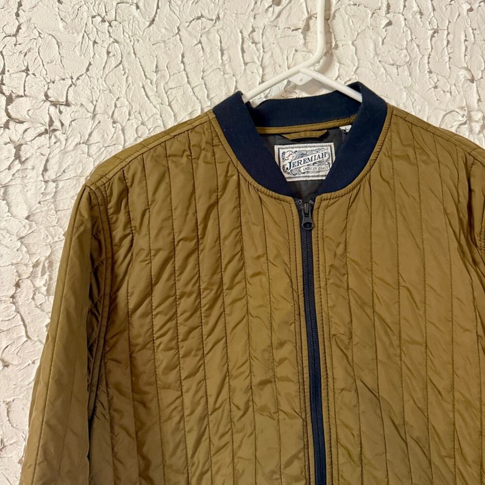 Men's Quilted Bomber Jacket - Olive with Black Accents - Picture 2 of 7